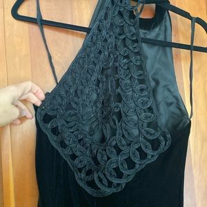 Lori Ann Montreal Black Velvet Full Length Halter Size 10
